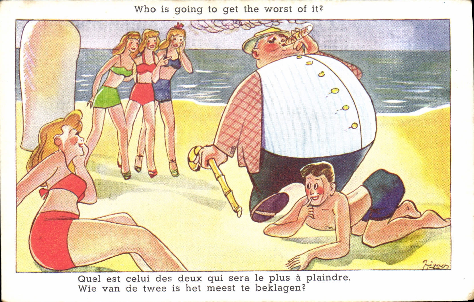 CPA Fantaisie Illustrateur Plage 