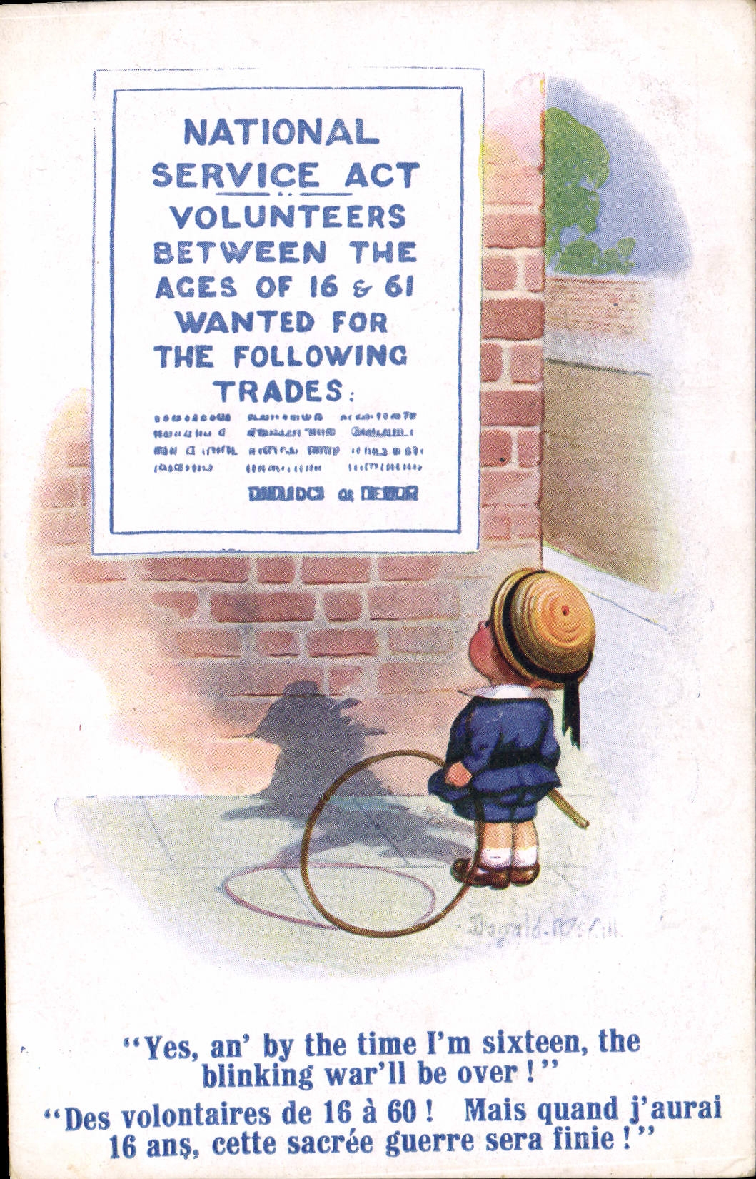 CPA Fantaisie Illustrateur Enfant National Service Act