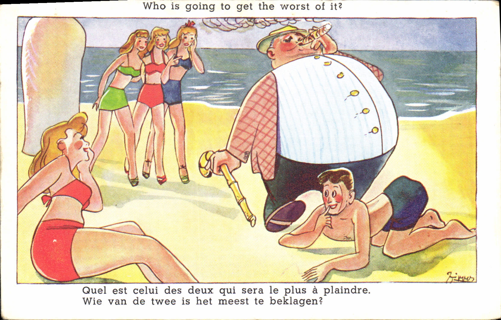 CPA Fantaisie Illustrateur Plage