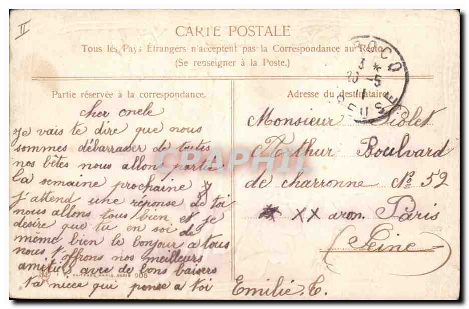 CPA Fantaisie Fleurs  — Rückseite