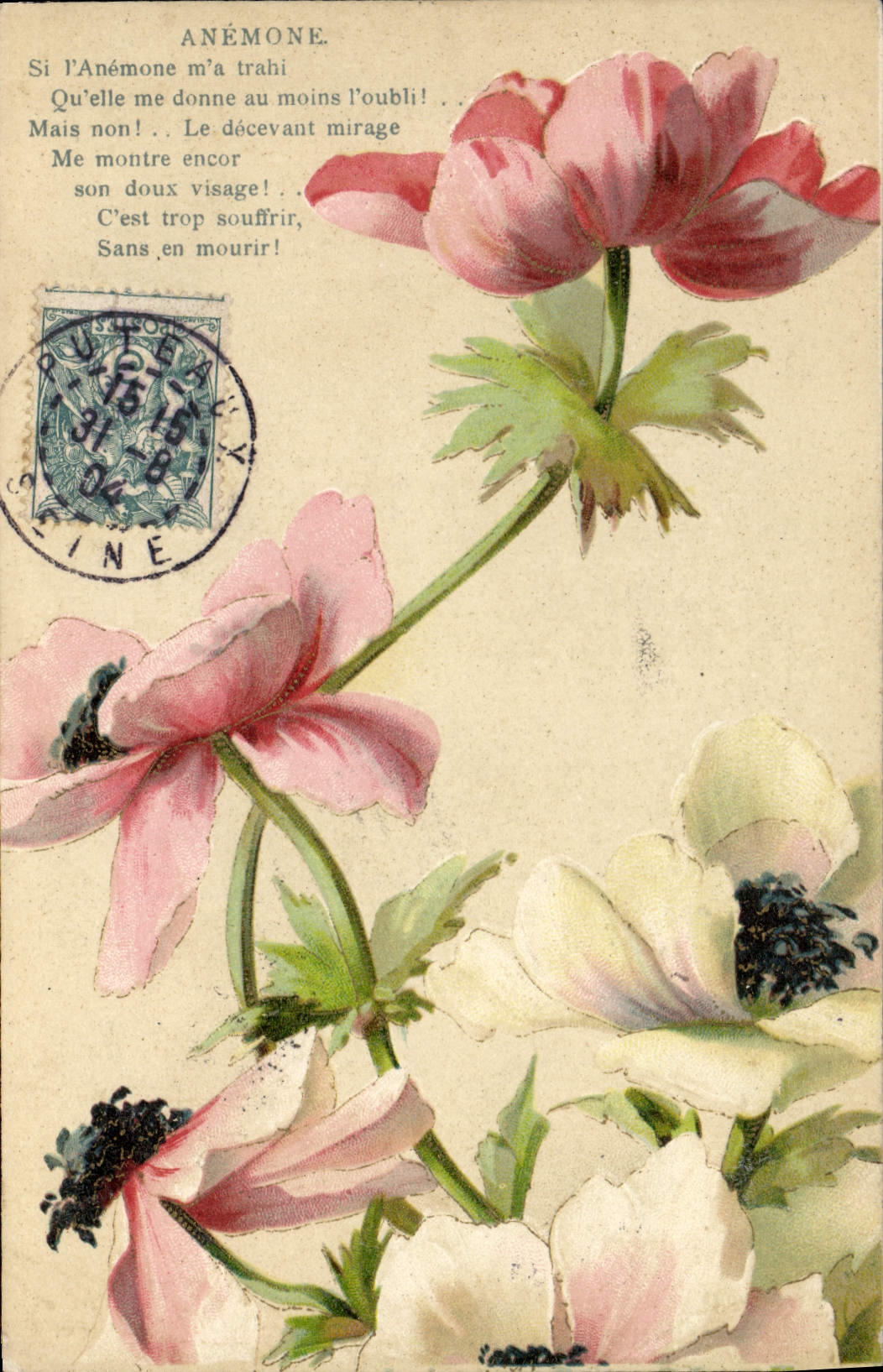 CPA Fantaisie Fleurs Anemone