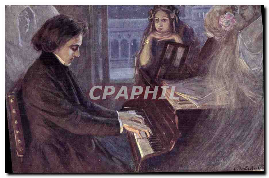 F. Chopin composant « Les Préludes » — peinture de L. Balestriéri — n° 1245