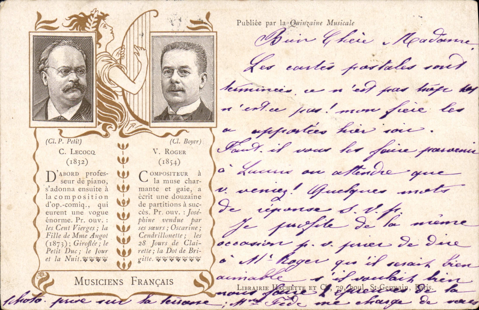 CPA Lecocq Roger Musiciens francais 