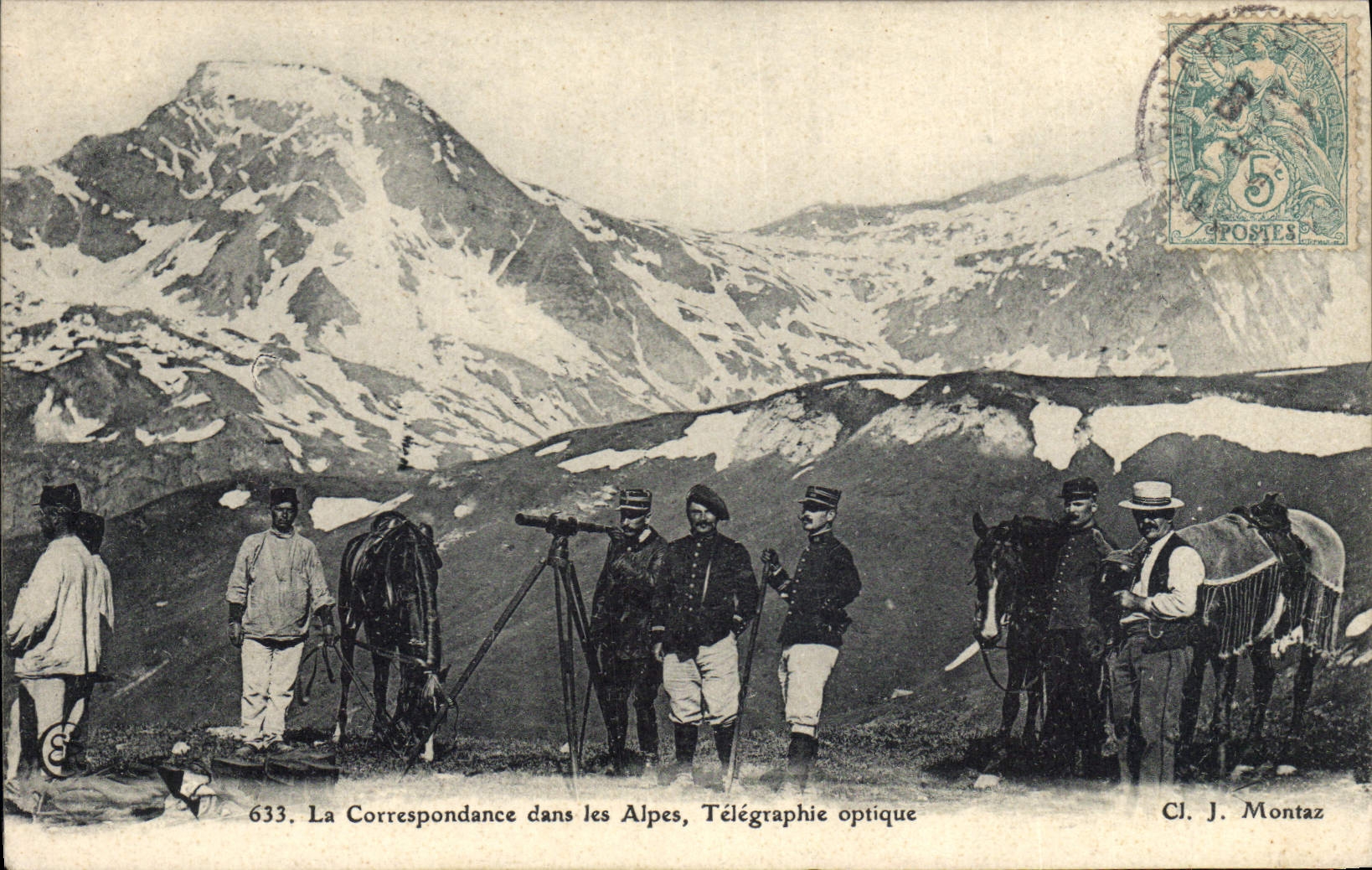 CPA Militaria Chasseurs alpins La correspondance dans les Alpes Telegraphie optique