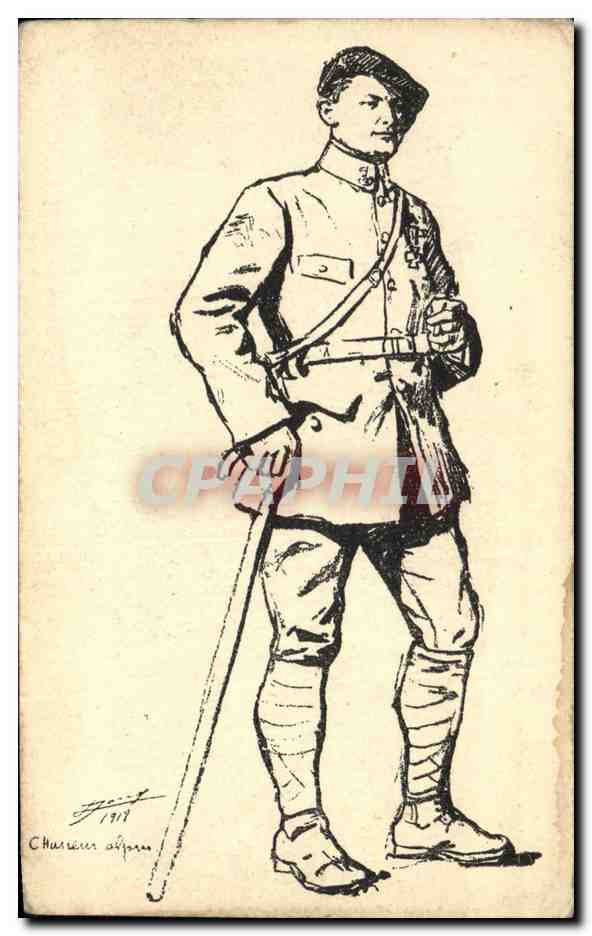 CPA Militaria Chasseurs alpins 
