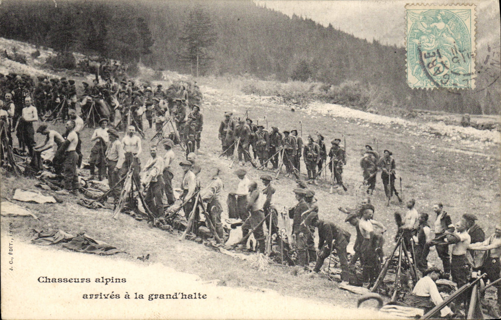 Chasseurs alpins arrivés à la grand'halte — A. C. EDIT., LYON