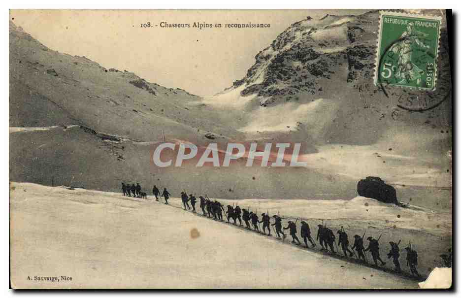 CPA Militaria Chasseurs alpins en reconnaissance