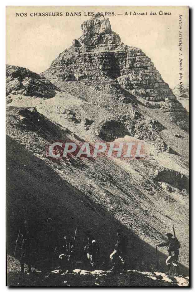 CPA Militaria Chasseurs alpins A l'assaut des cimes 