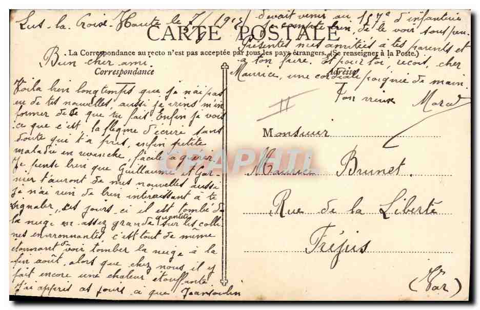 CPA Militaria Chasseurs alpins Manoeuvres d'hiver — Rückseite