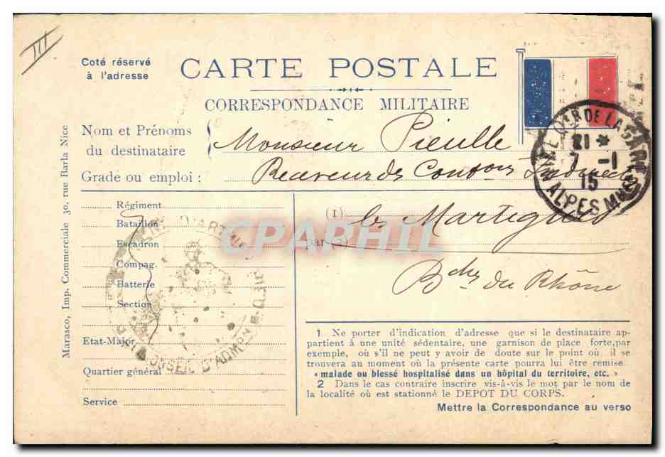CPA Militaria Bonne annee Coq Alsace  — Rückseite