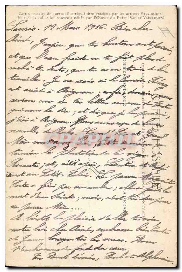 CPA Militaria Pour le Petit Paquet Vauclusien  — Rückseite