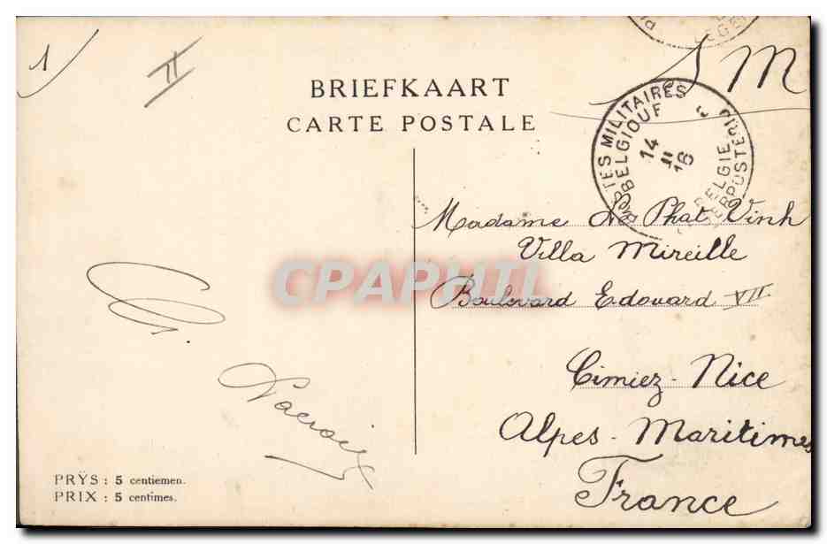 CPA Militaria Yzer 1915  — Rückseite