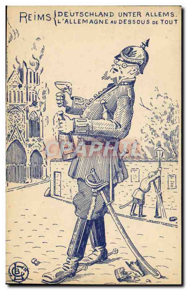 CPA Militaria Reims L'Allemagne au dessous de tout Champagne 