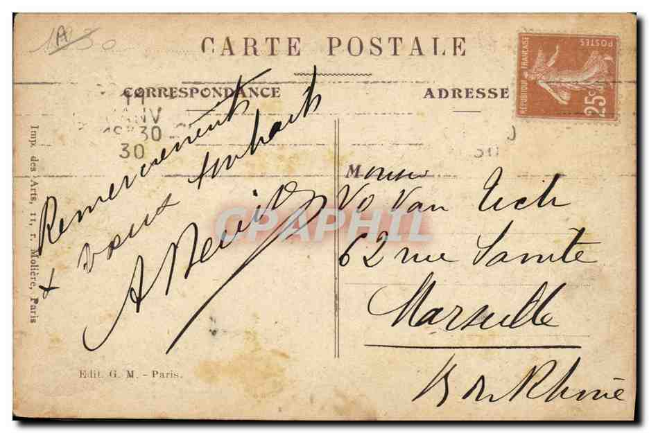 CPA Militaria La Victoire du Tigre Clemenceau Aigle — Verso