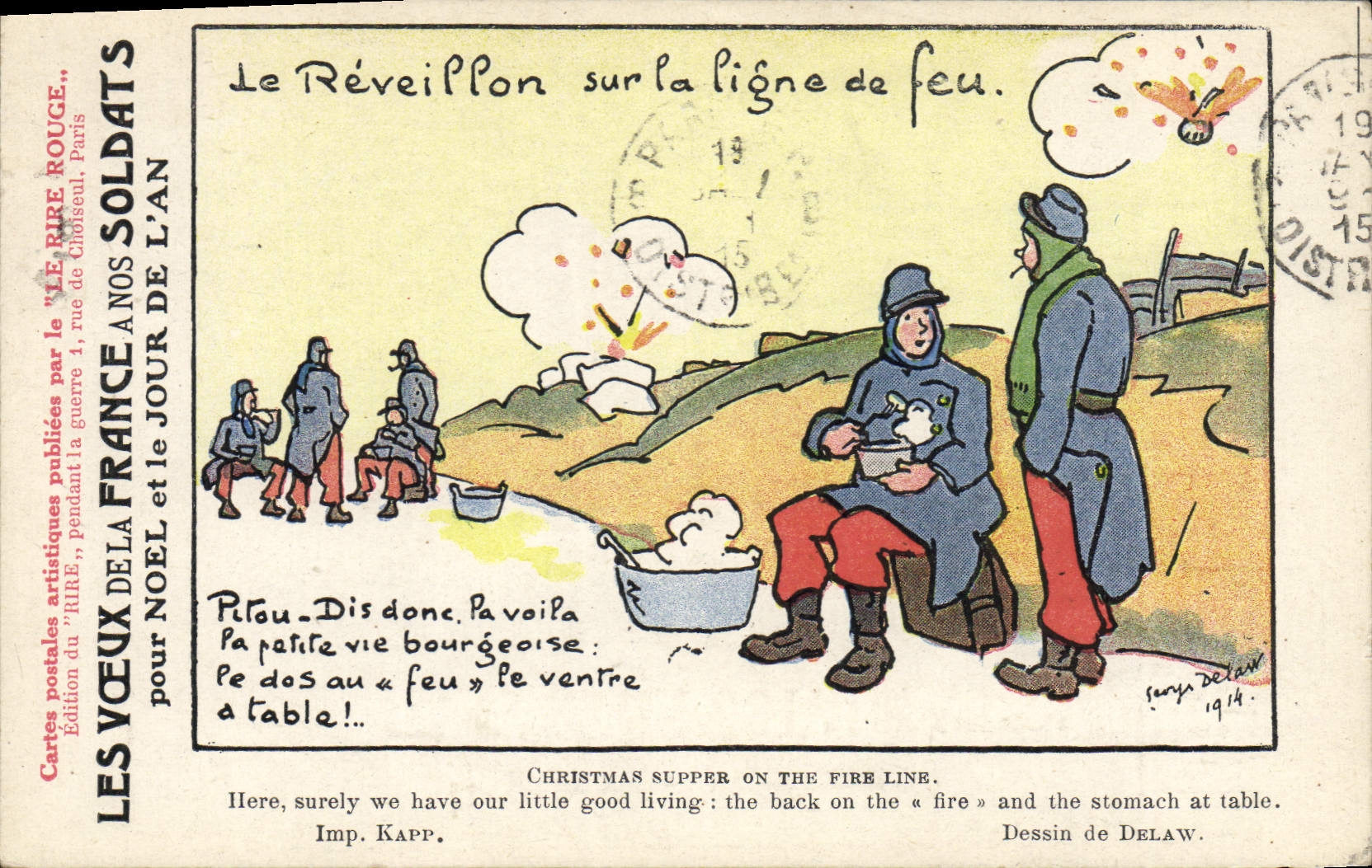 CPA Militaria Le reveillon sur la ligne du feu 
