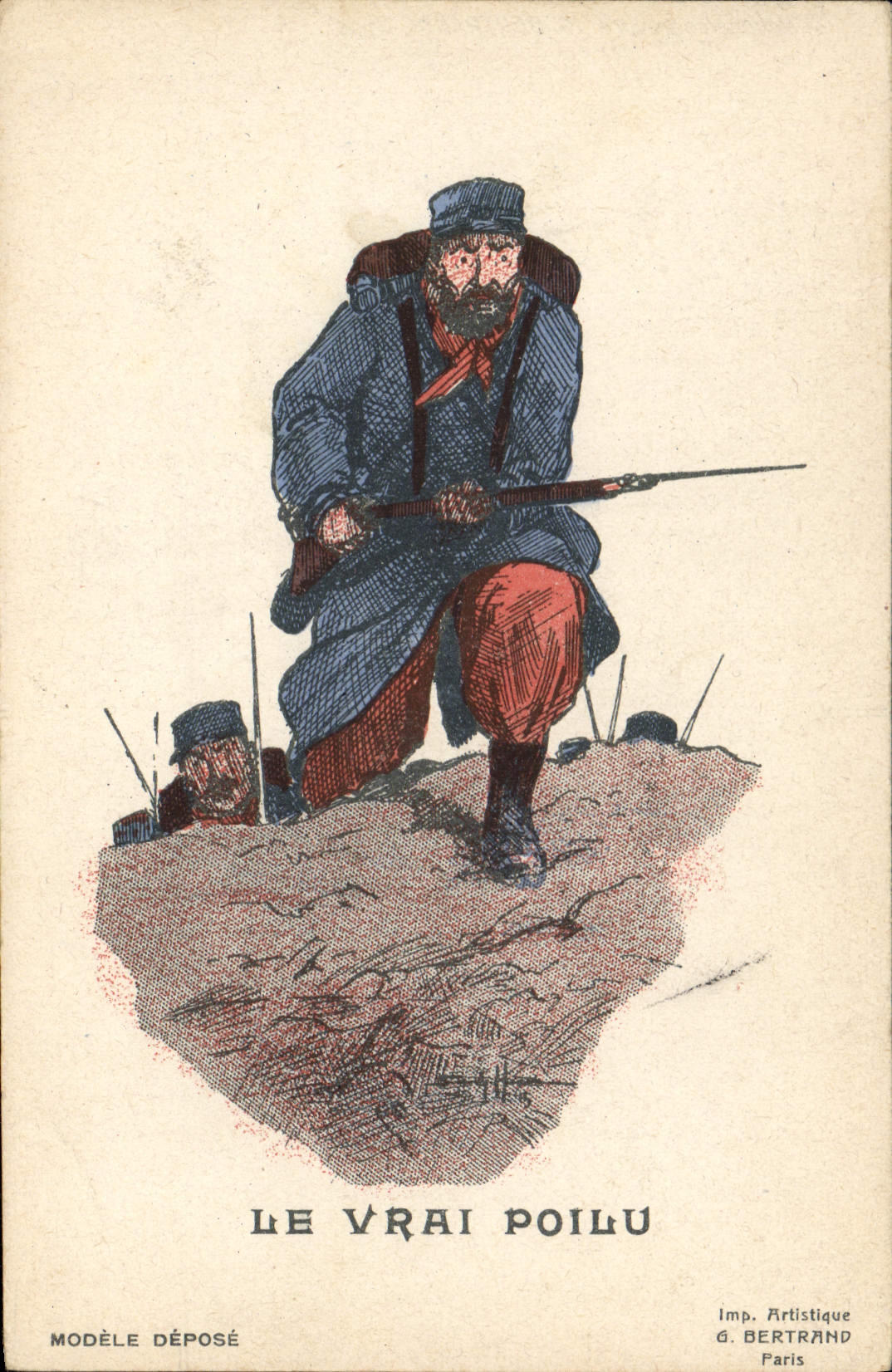 CPA Militaria Le vrai poilu 