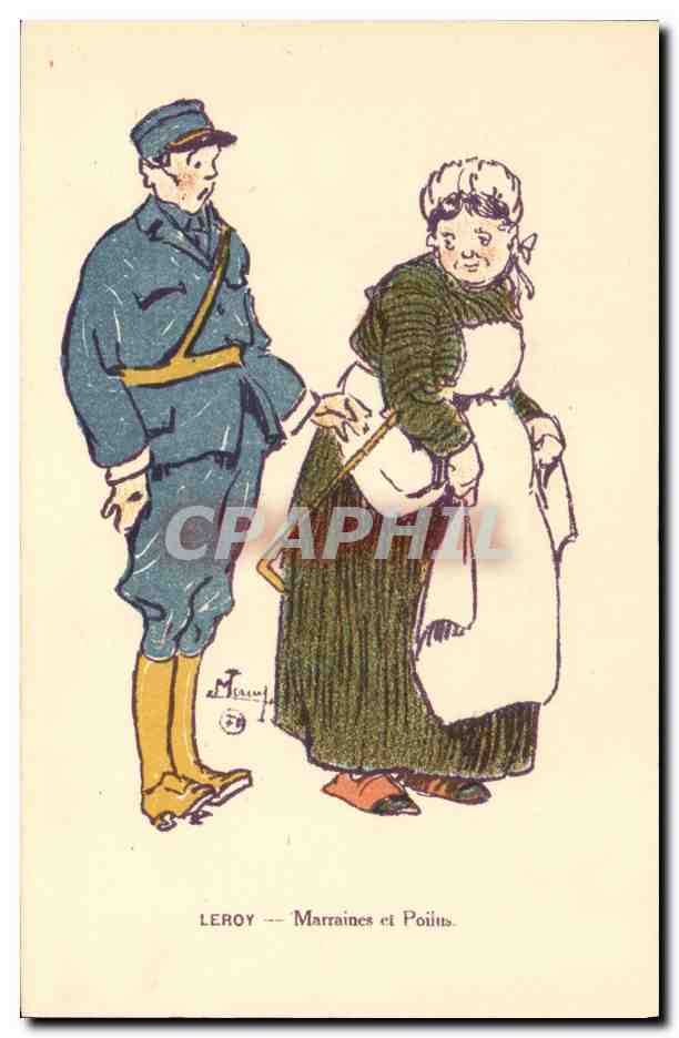CPA Militaria Leroy Marraines et poilu 