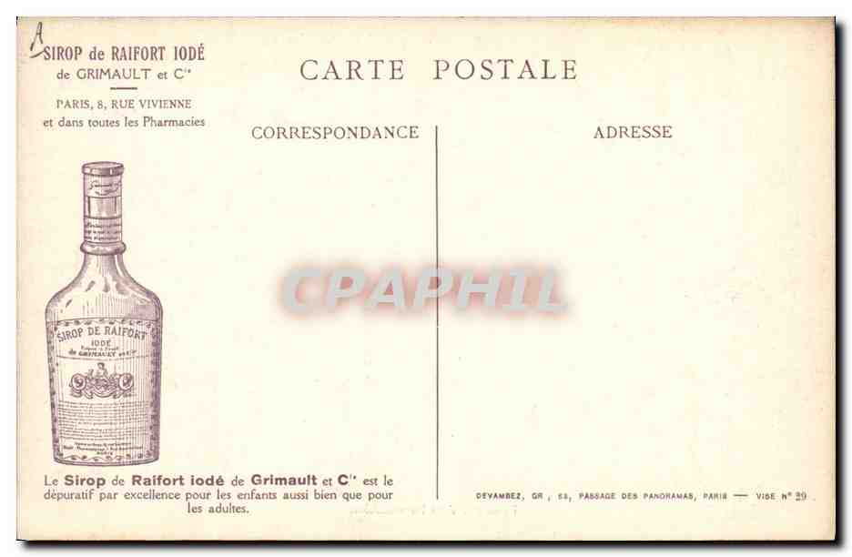 CPA Militaria Fantassins dans les tranchees Publicite Sirop de Raifort Iode de Grimault Paris Rue Vivienne  — Rückseite