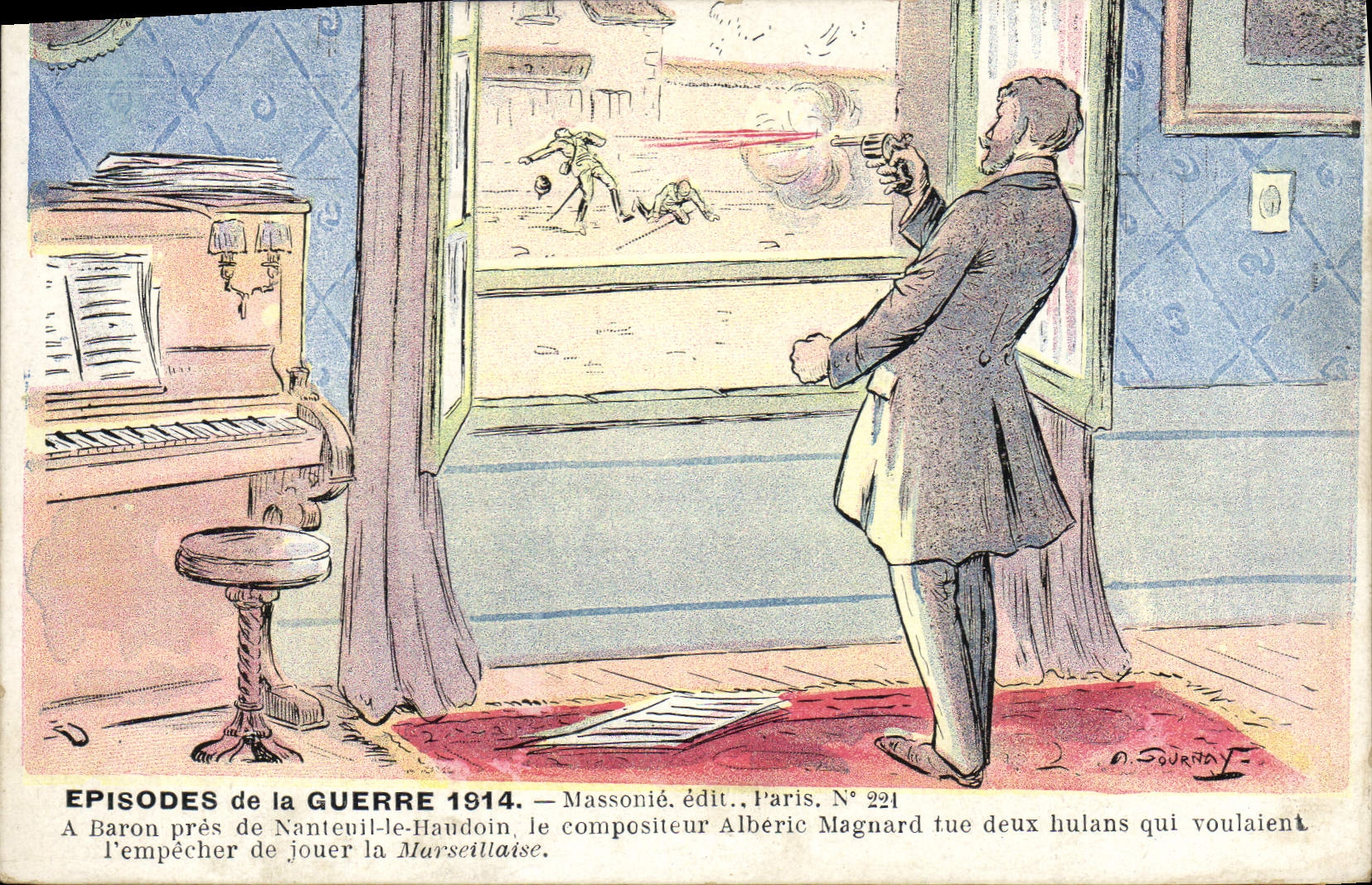 CPA Militaria A Baron pres de Nanteuil le Haudoin le compositeur Alberic Magnard tue deux humans 