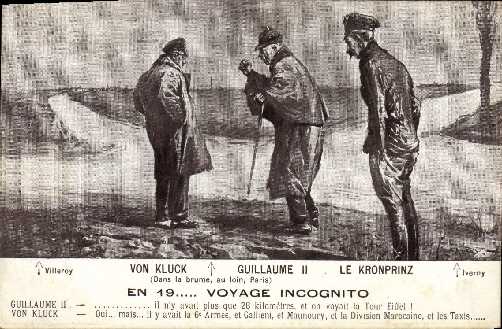 CPA Militaria Von Kluck Guillaume II Le Kronprinz Voyage incognito 