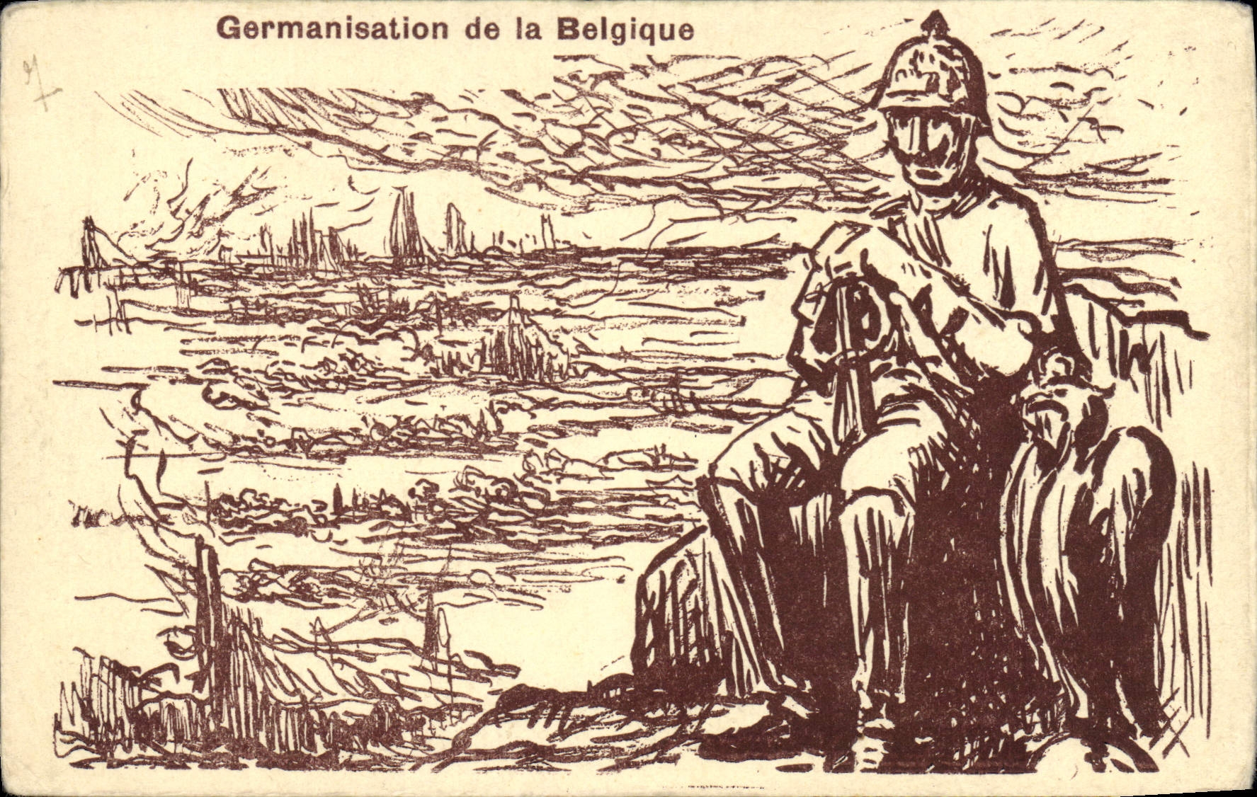 CPA Militaria Germanisation de la Belgique 