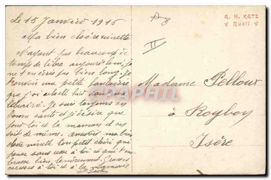 CPA Militaria Guillaume pleure Joffre rit  — Verso