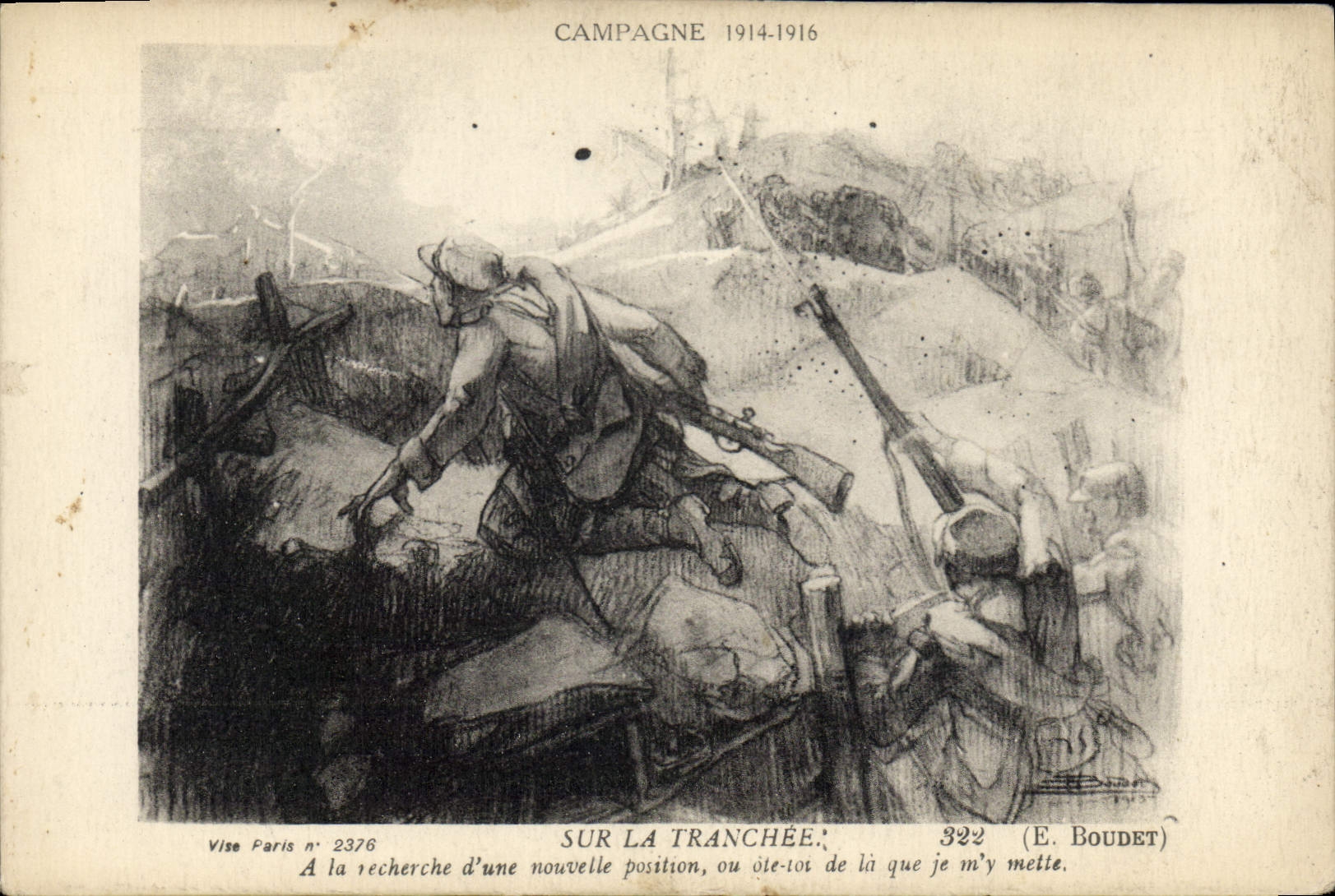 CPA Militaria Sur la tranchee Boudet 