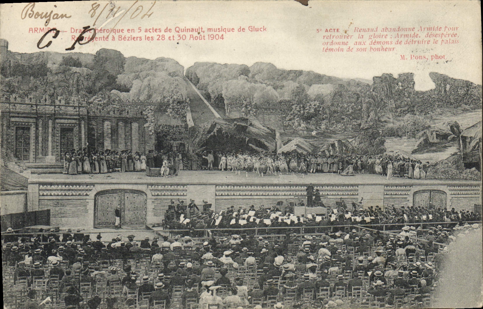 Armide — Drame héroïque en 5 actes de Quinault, musique de Gluck — représenté à Béziers les 28 et 30 Août 1904 — M. Pons, phot.