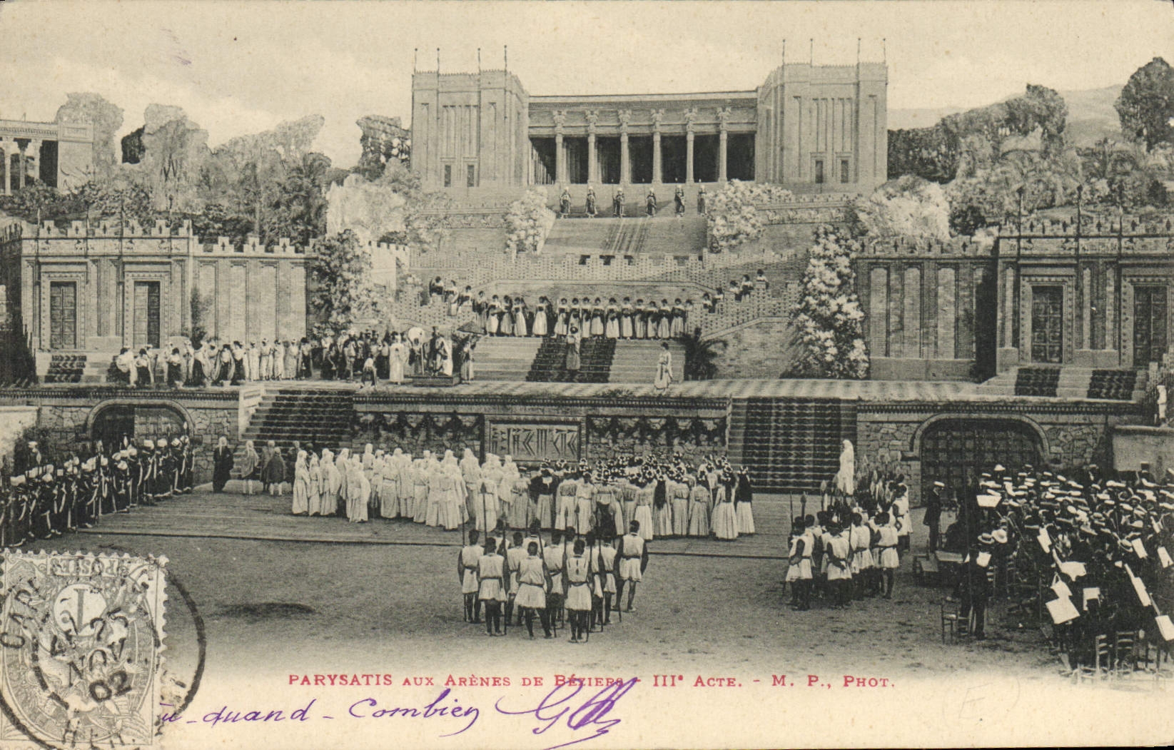 Parysatis aux Arènes de Béziers — IIIe Acte — M. P., Phot. Combien