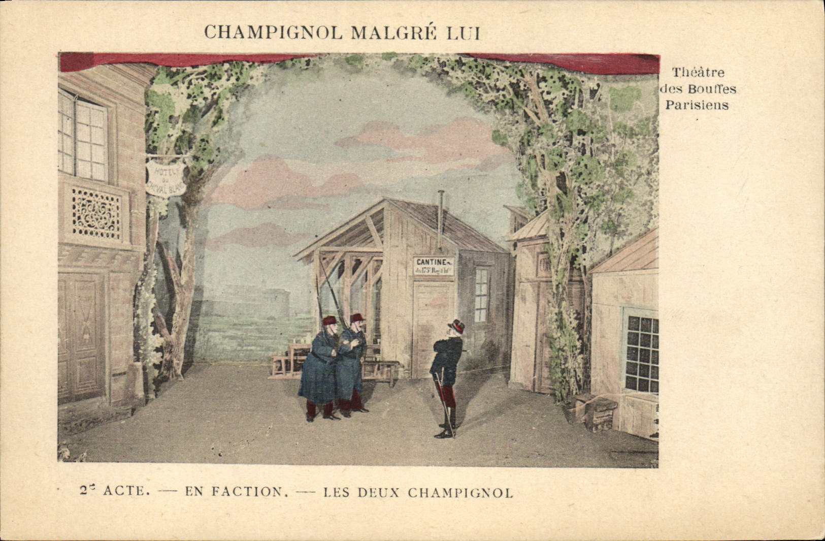 Champignol malgré lui — 2e acte, en faction, les deux champignol — Théâtre des Bouffes Parisiens