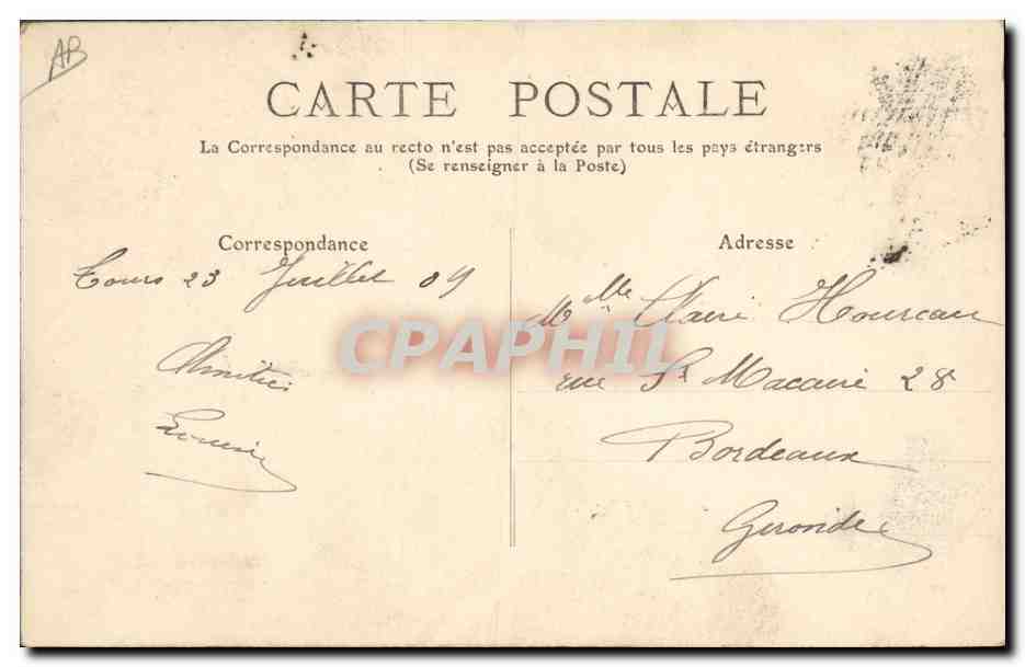 CPA Folklore En Touraine Promenade en riviere le depart Barque Bateau  — Verso