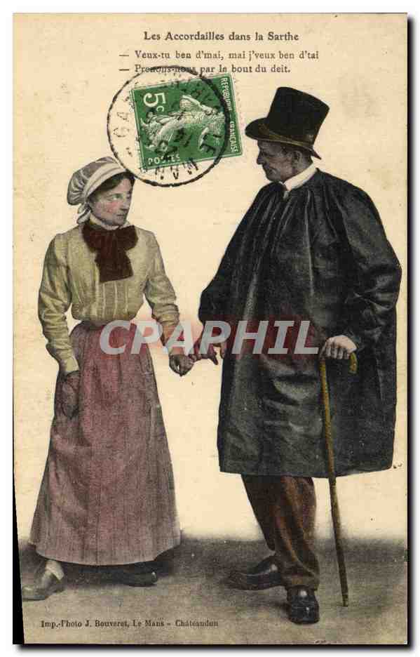 CPA Folklore Les accordailles dans la Sarthe 