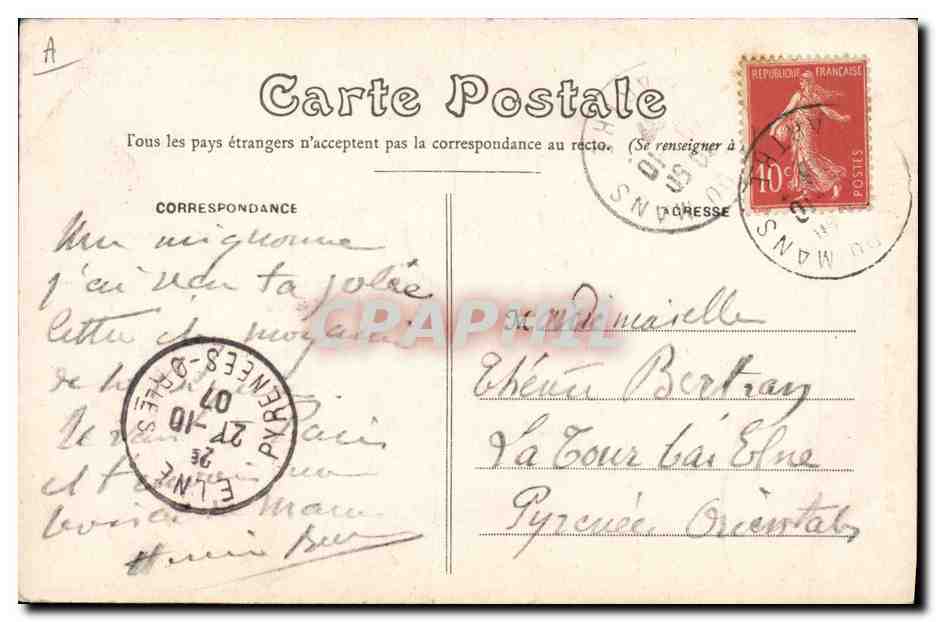 CPA Folklore Un bon baiser de la Sarthe  — Verso