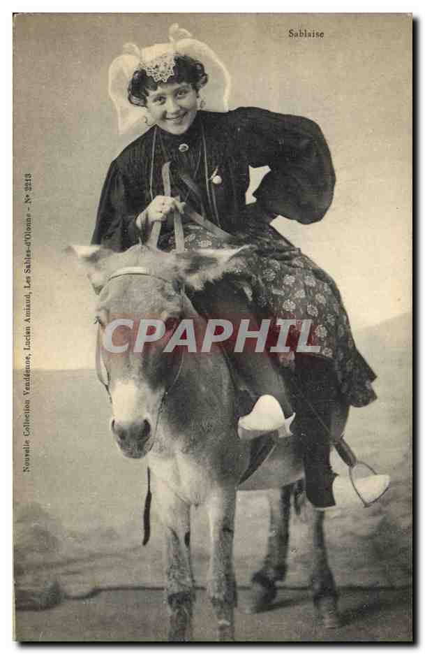 CPA Folklore Sablaise Mule Ane 