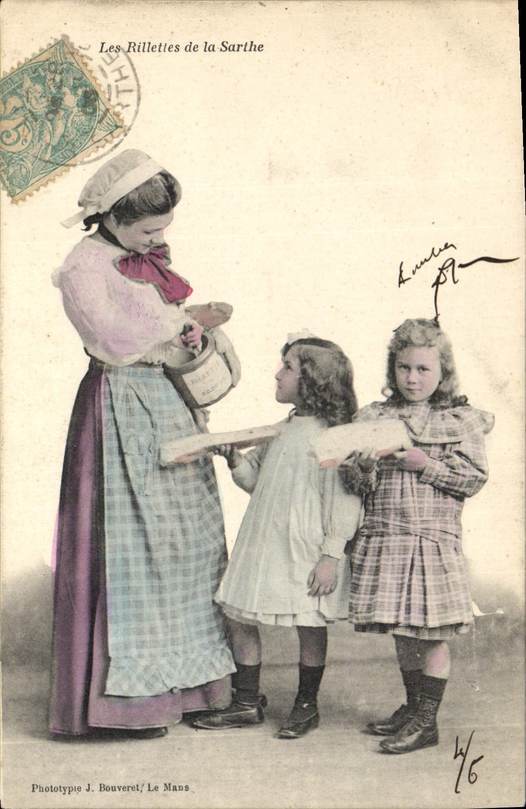 CPA Folklore Femme Enfants Les rillettes de la Sarthe 