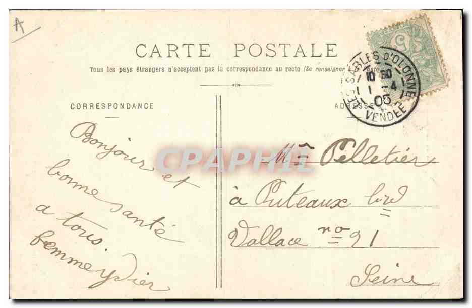 CPA Folklore Les Sables d'Olonne J'ai du bon tabac dans ma tabatiere  — Verso