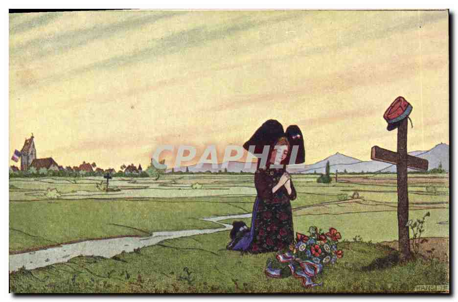 CPA Fantaisie Illustrateur Waltz Hansi La priere de l'Alsace Enfant 
