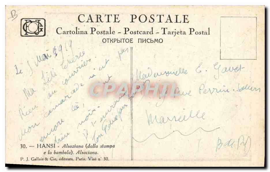 CPA Fantaisie Illustrateur Waltz Hansi Enfant Alsace  — Verso