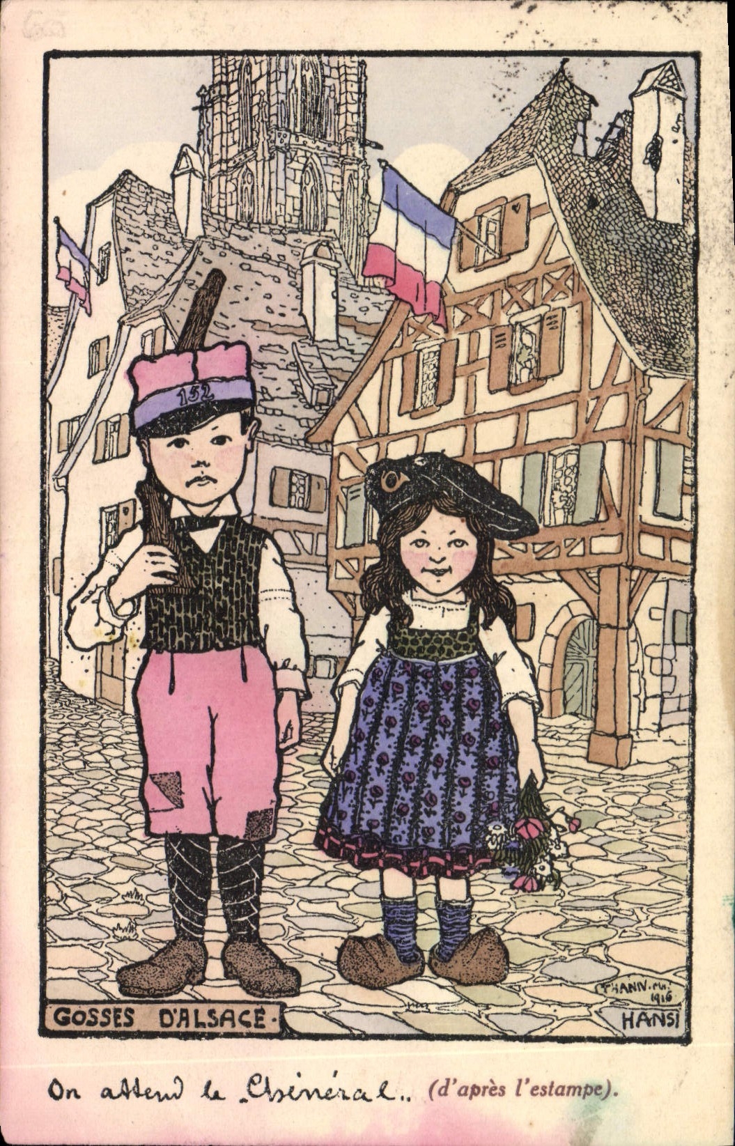 CPA Fantaisie Illustrateur Waltz Hansi Gosses d'Alsace 