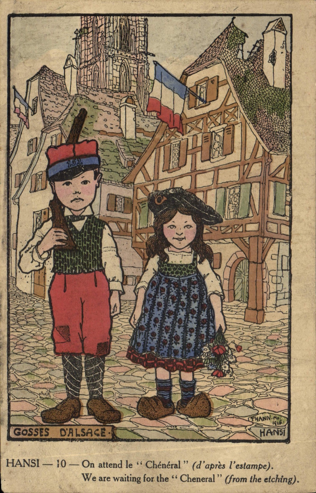 CPA Fantaisie Illustrateur Waltz Hansi Gosses d'Alsace 