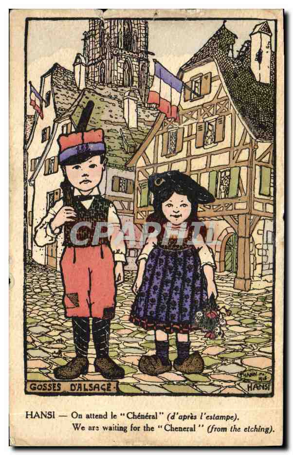 CPA Fantaisie Illustrateur Waltz Hansi Gosses d'Alsace 