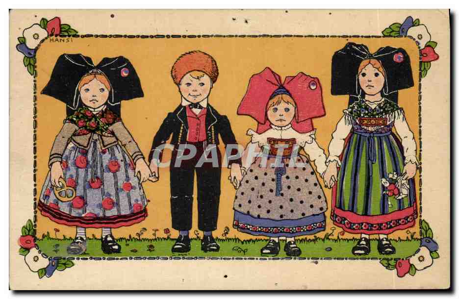 CPA Fantaisie Illustrateur Waltz Hansi Enfants Alsace 