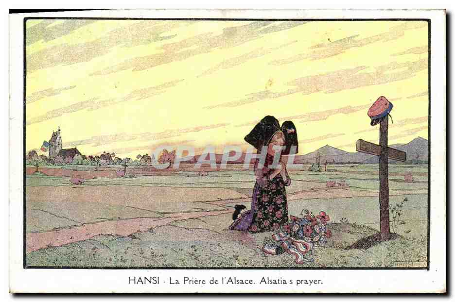CPA Fantaisie Illustrateur Waltz Hansi La priere de l'Alsace 