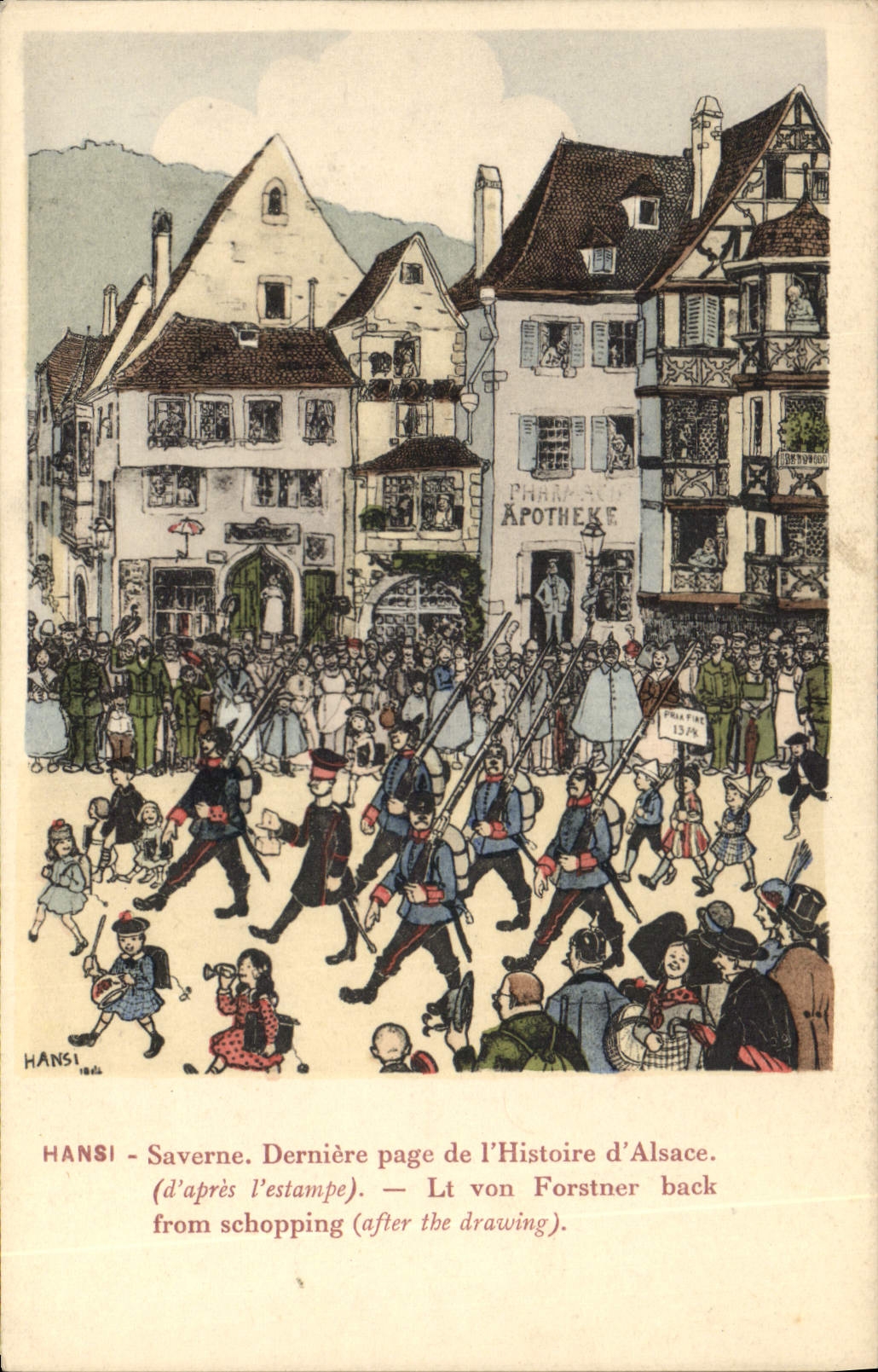CPA Fantaisie Illustrateur Waltz Hansi Saverne Derniere page de l'histoire d'Alsace 