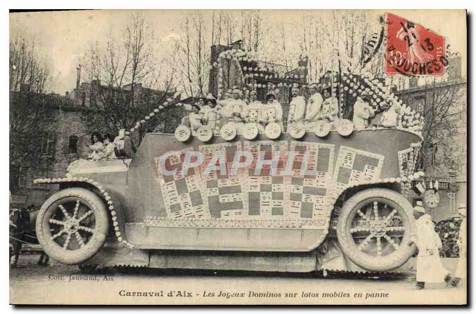 CPA Carnaval d'Aix en Provence Les joyeux dominos sur lotos mobiles en panne Automobile 