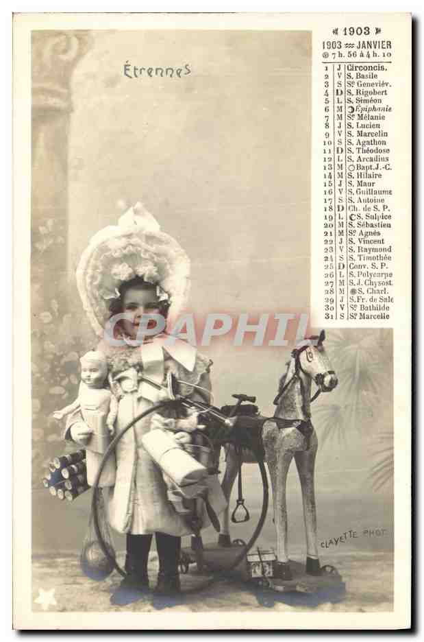 CPA Calendrier Janvier 1903 Etrennes Enfants 
