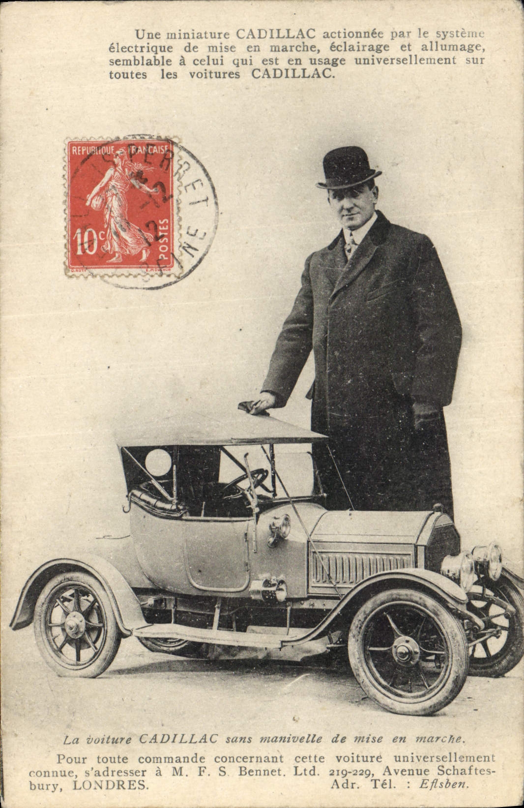 Voiture CADILLAC miniature — système électrique — éditeur M. F. S. Bennet Ltd. Londres