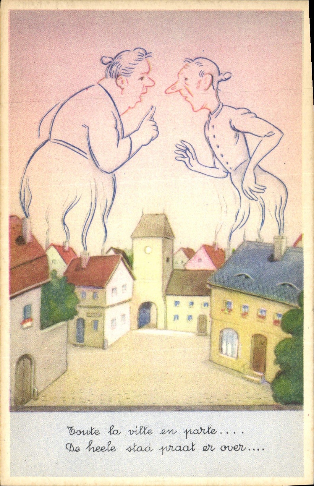 CPA Fantaisie Illustrateur Toute la ville en parle 