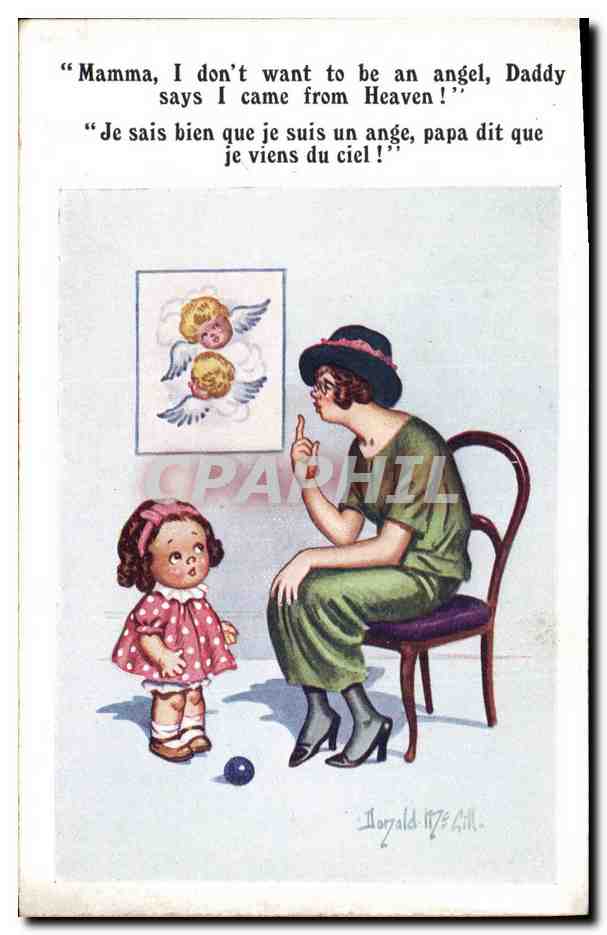 CPA Fantaisie Illustrateur Donald Mc Gill Femme Enfant 