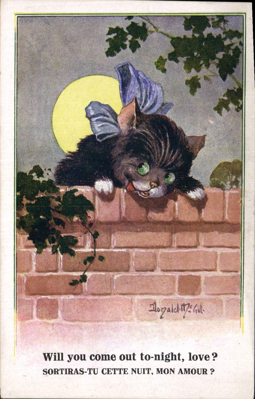 CPA Fantaisie Illustrateur Donald Mc Gill Chat 